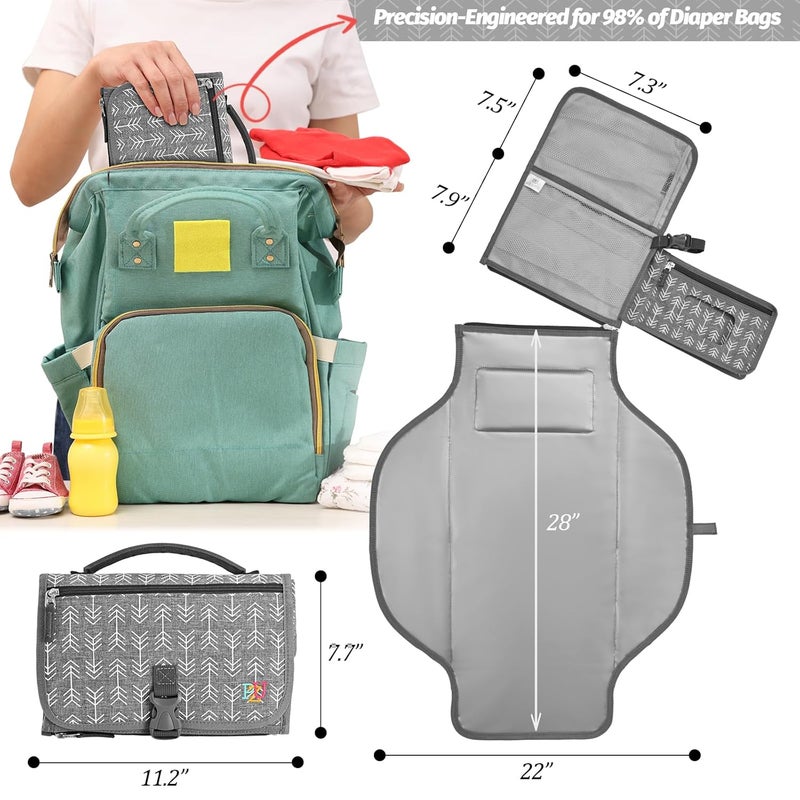 PZU Portable Diaper Changing Pad - Changing Pad Portable with Wipes Pocket, Waterproof Diaper Changing Mat, Portable Changing Pad for Baby, Newborn Gift (Grey Arrows) - Image 2